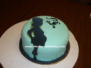 Pregnant Lady Silhouette Baby Shower Cake