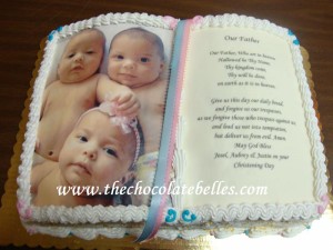 triplets christening cake