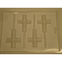 Cross with Flower Chocolate Candy Lollipop Mold