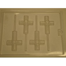 Cross with Flower Chocolate Candy Lollipop Mold