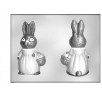 Large 12" 3-D Girl Chocolate Easter Bunny With Basket Mold
