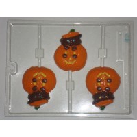 Jack-O-Lantern Pumpkin with Cat Halloween Chocolate Lollipop Mold