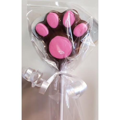 Pink Paw Print Lollipops